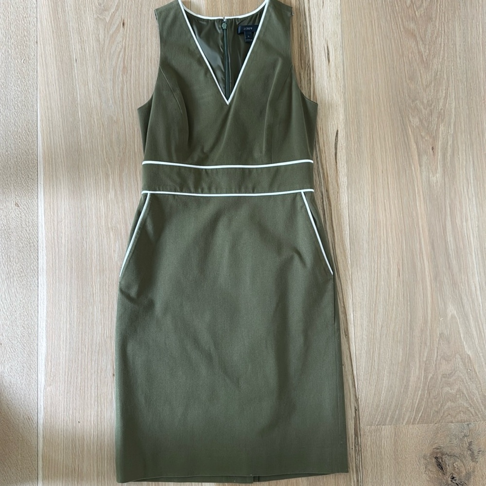 J crew Olive green sleeveless dress w pockets